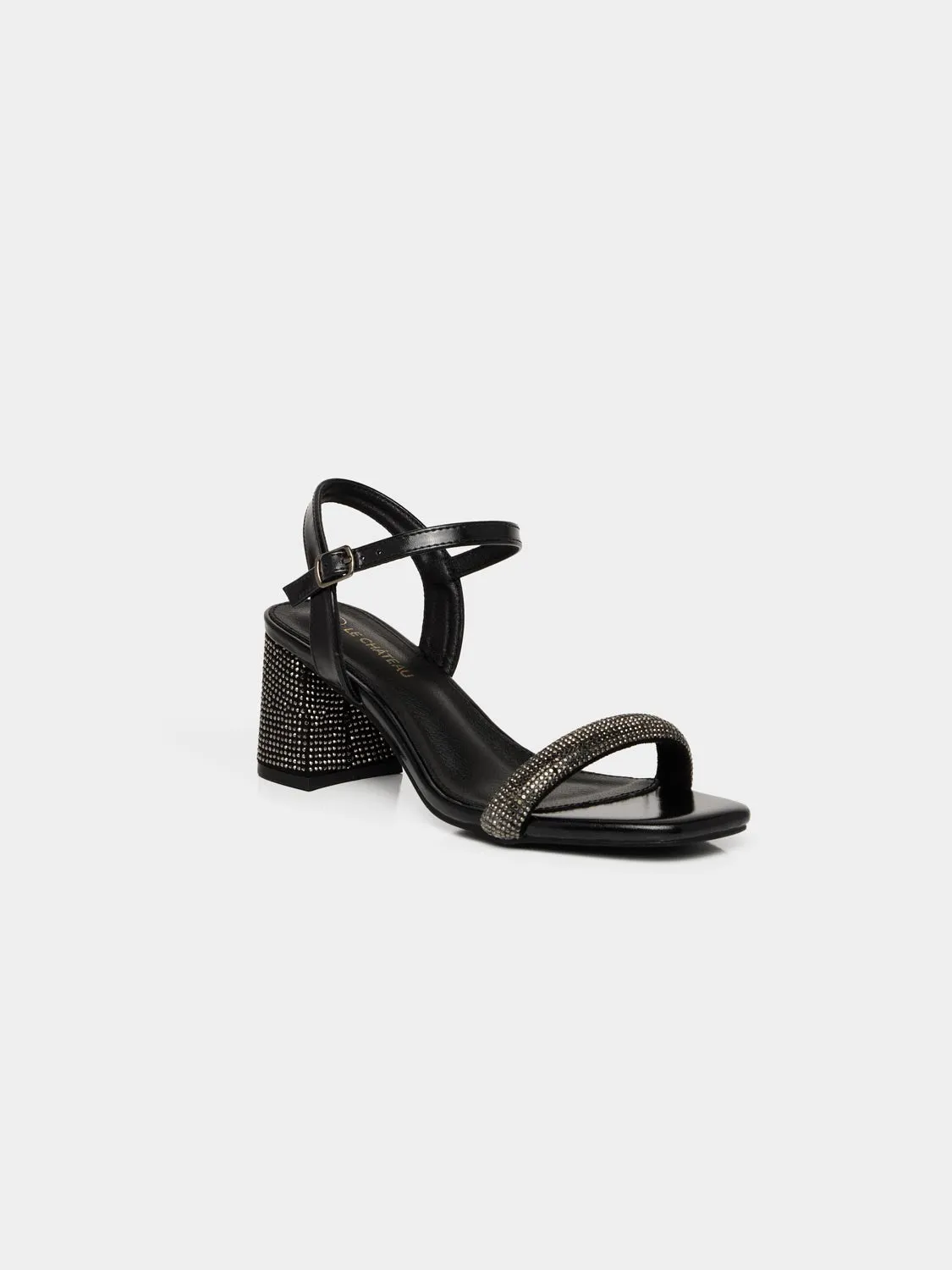 Square Toe Block Heel With Rhinestones sold by Suzy Shier product image thumbnail 2