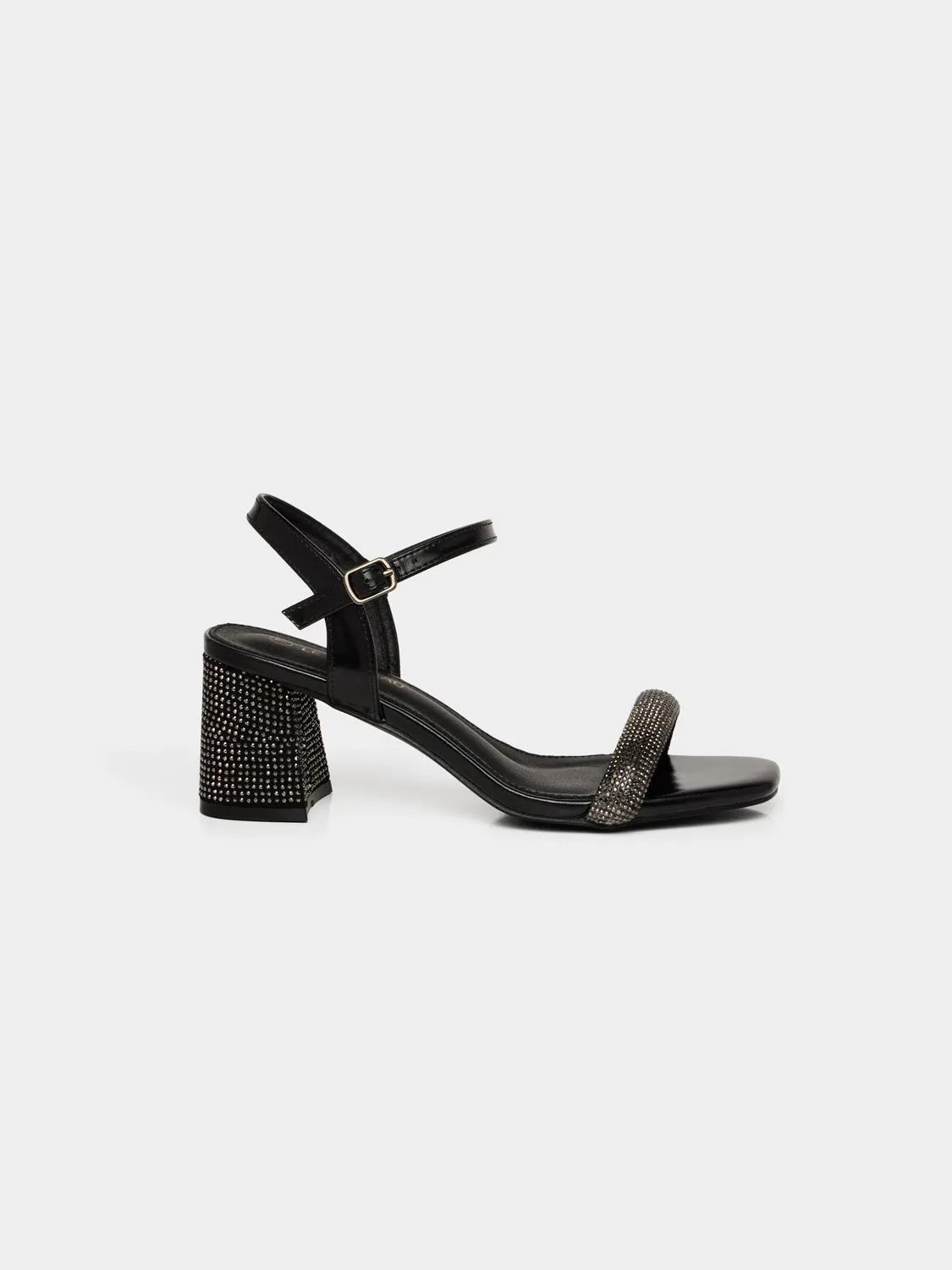 Square Toe Block Heel With Rhinestones sold by Suzy Shier