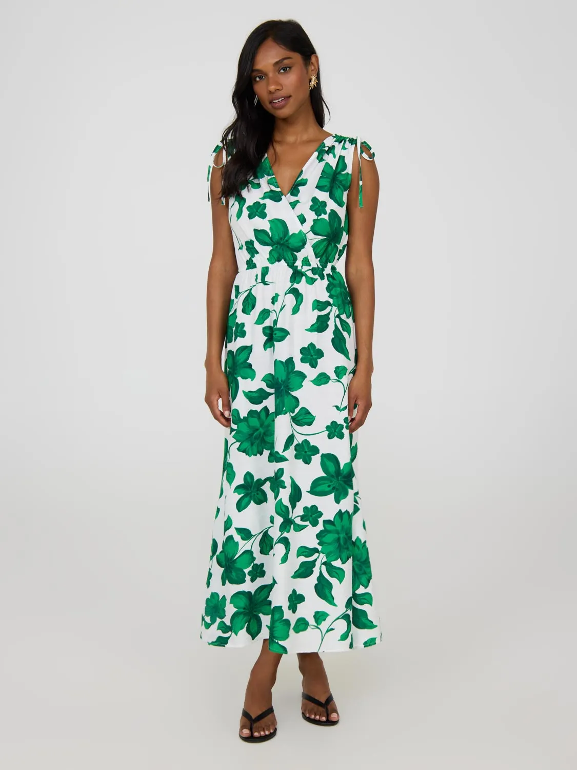 Floral Sleeveless Crossover Midi Dress sold by Suzy Shier