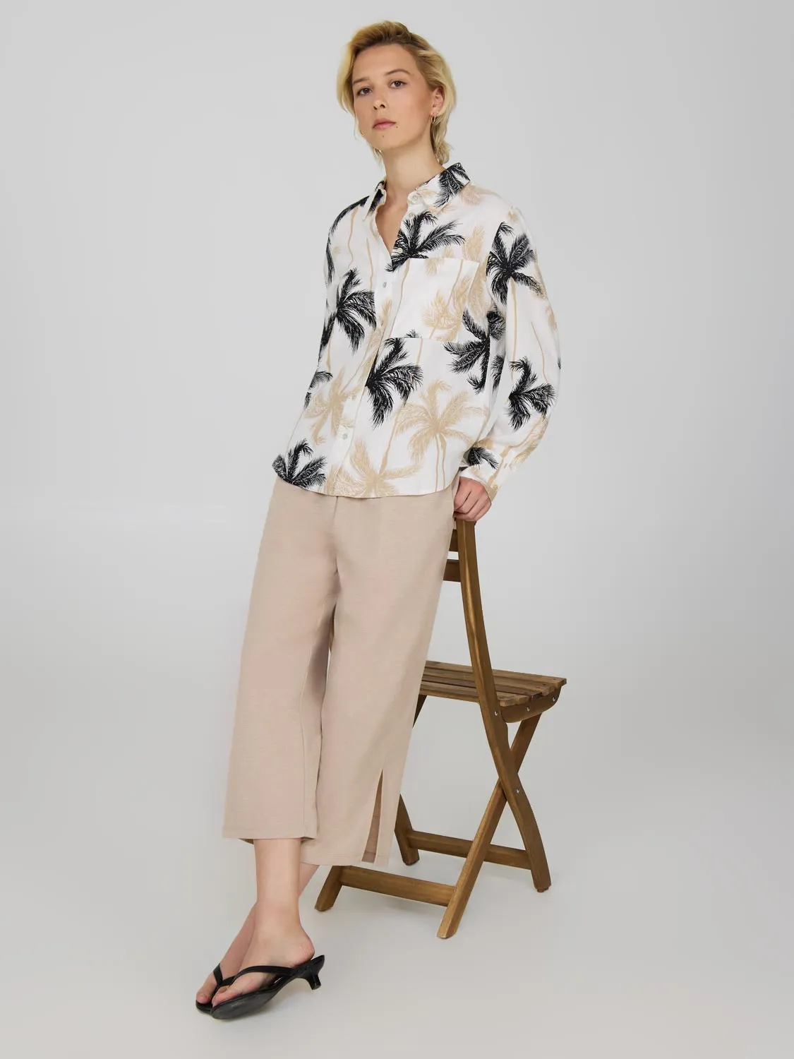 Tropical Print Button-Up Linen Shirt sold by Suzy Shier product image thumbnail 3
