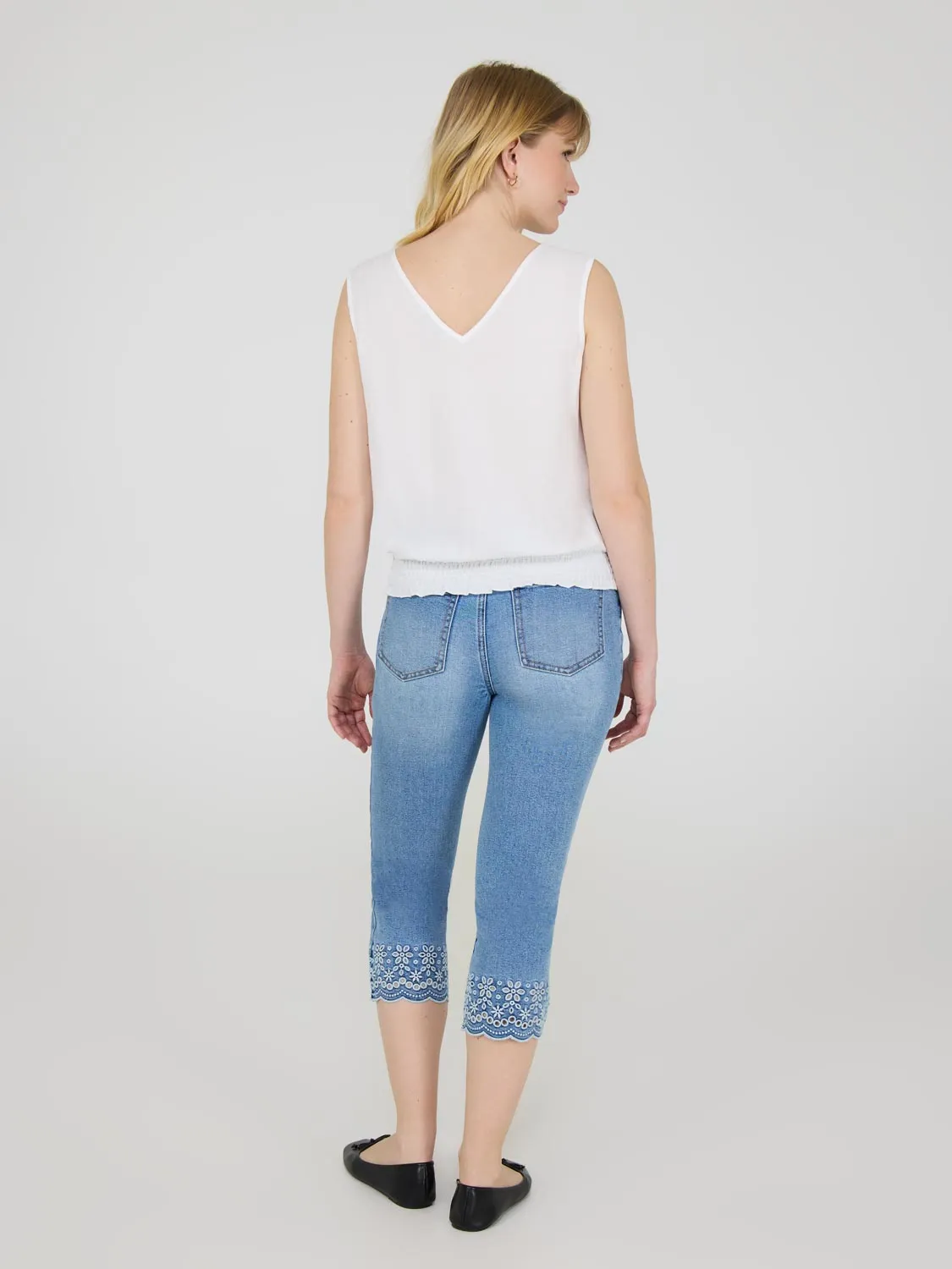 Sleeveless V-Neck Top With Floral Embroidery sold by Suzy Shier product image thumbnail 4