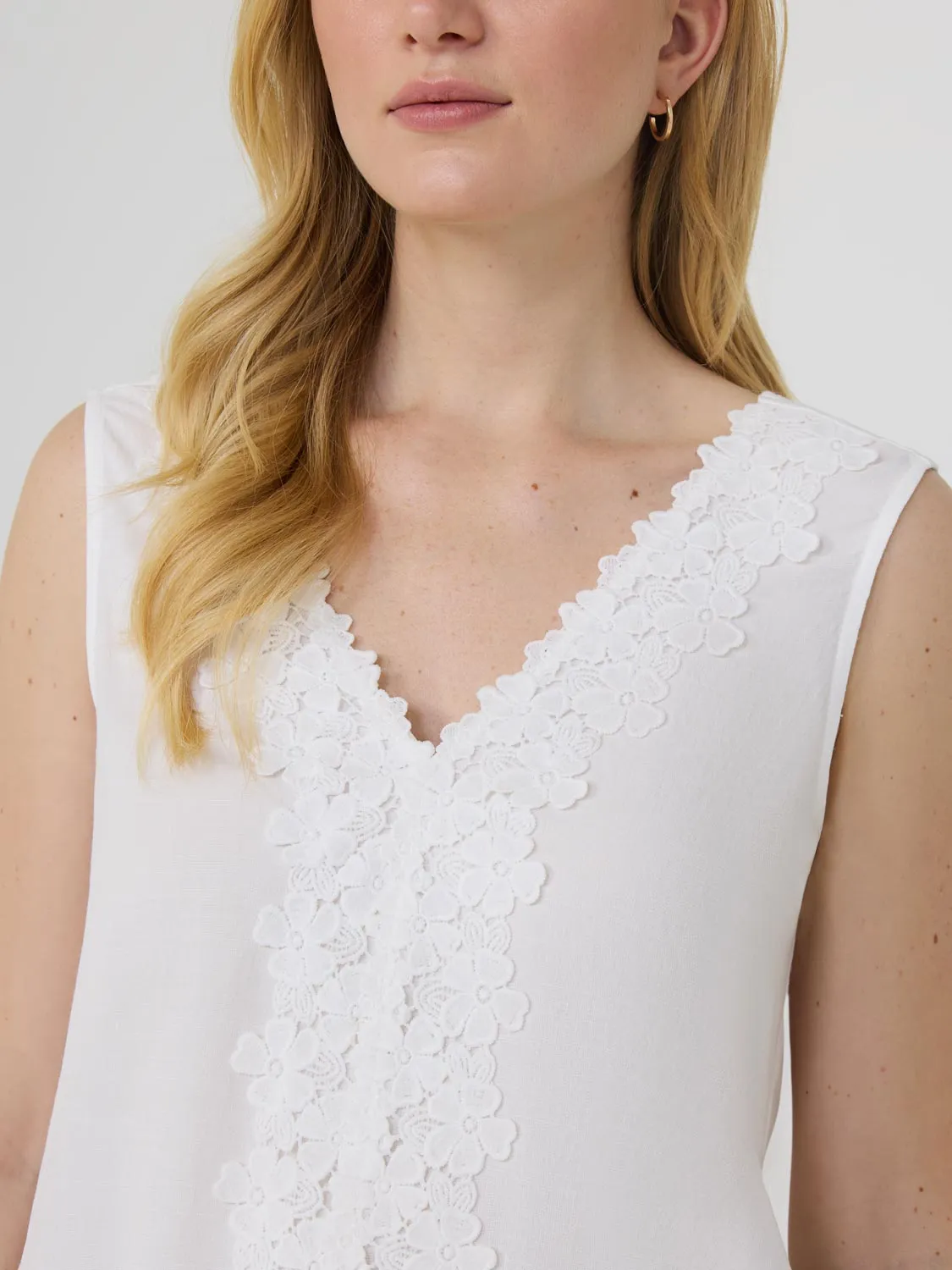 Sleeveless V-Neck Top With Floral Embroidery sold by Suzy Shier product image thumbnail 3