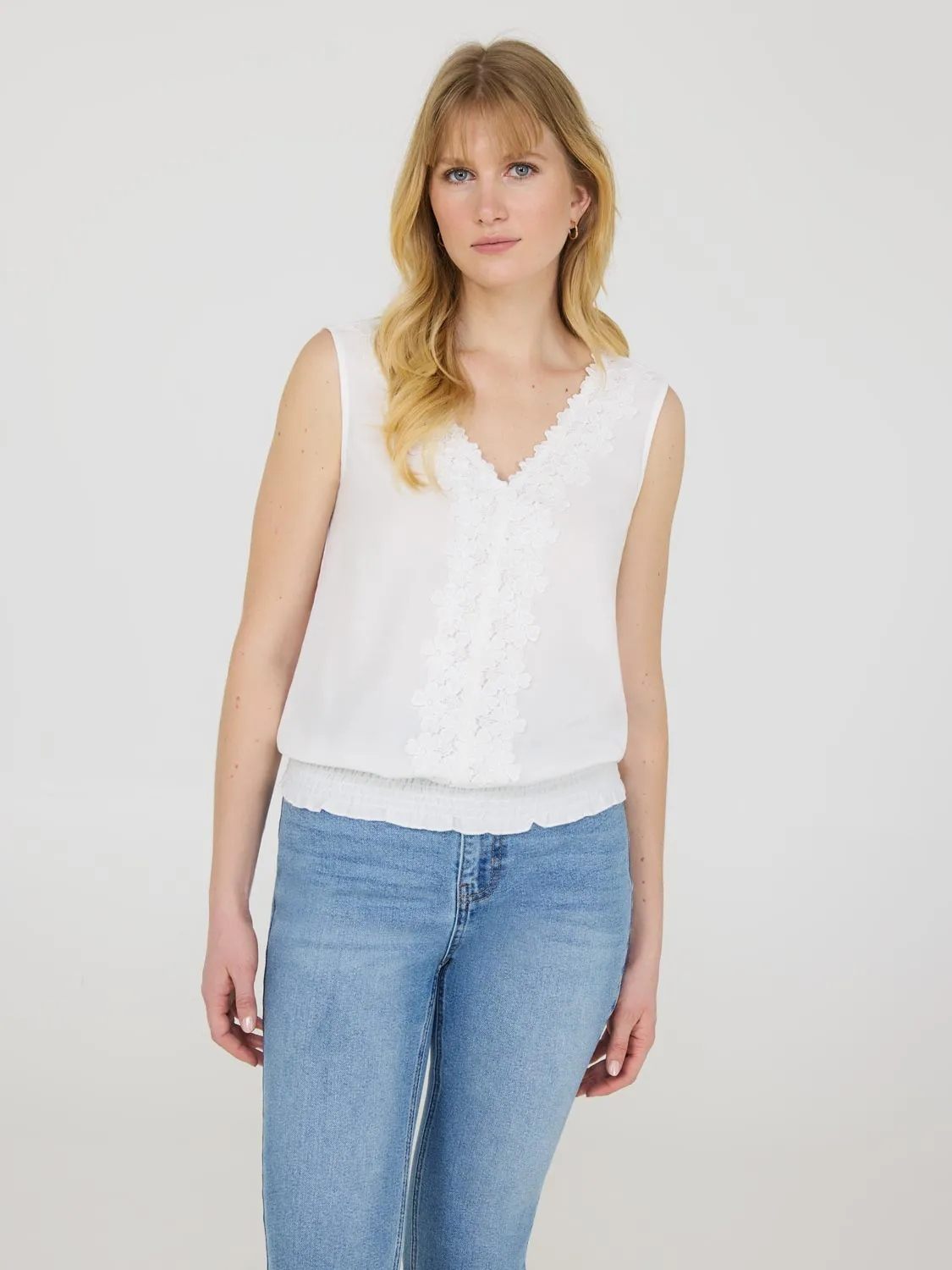 Sleeveless V-Neck Top With Floral Embroidery sold by Suzy Shier product image thumbnail 2