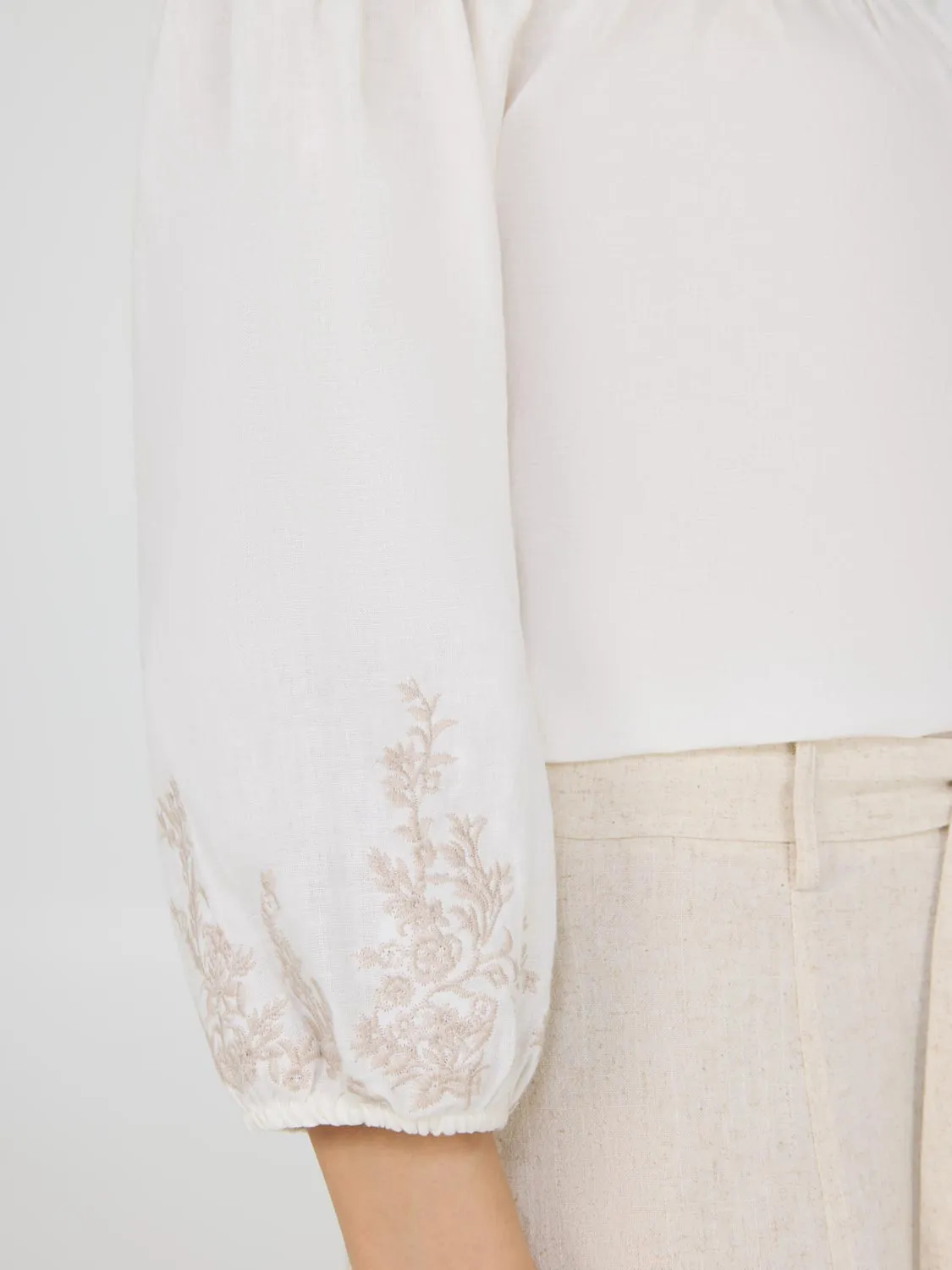 Off-The-Shoulder Linen Bubble Hem Top sold by Suzy Shier product image thumbnail 3