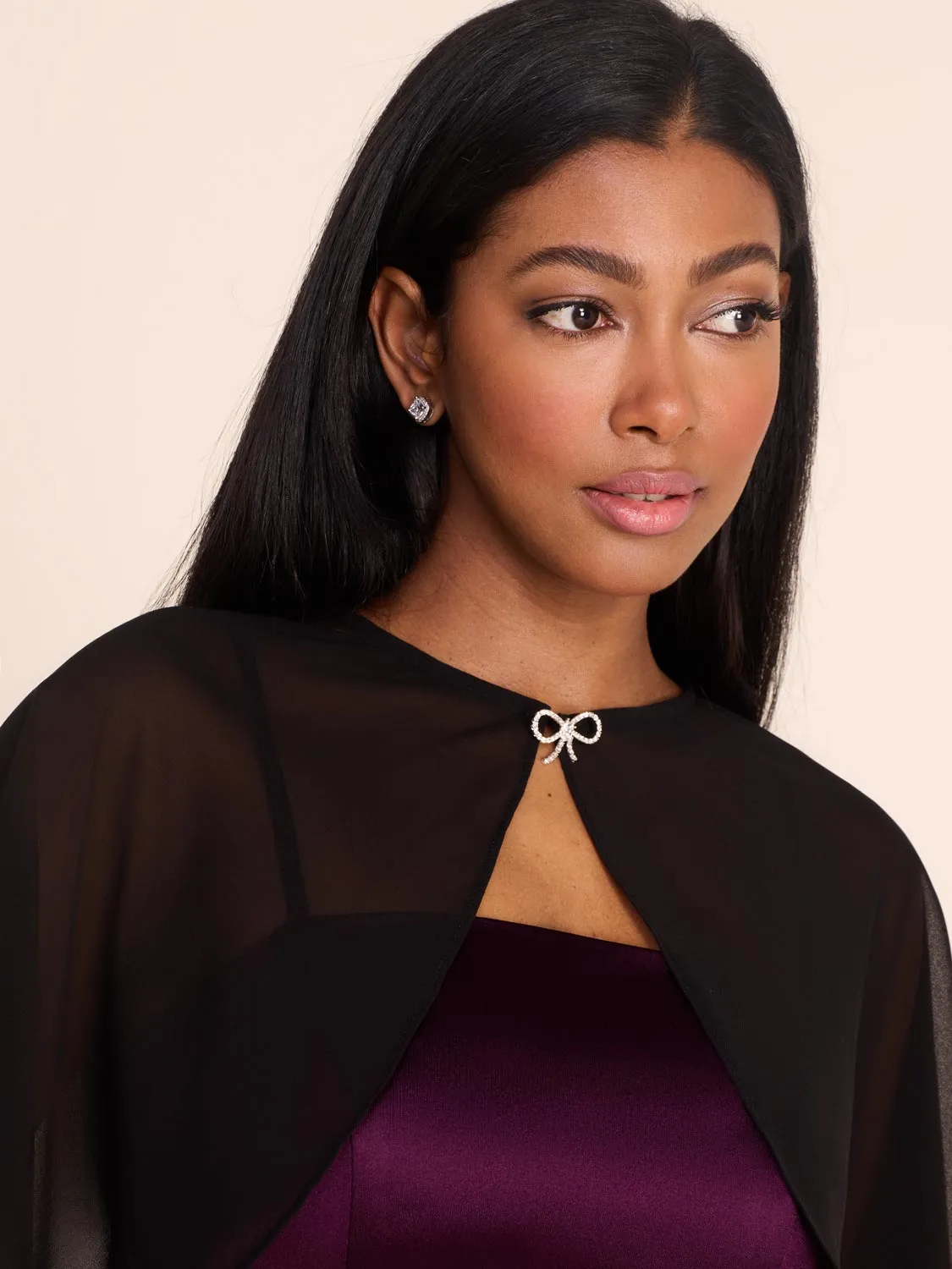 Chiffon Cape Bolero With Bow sold by Suzy Shier product image thumbnail 4