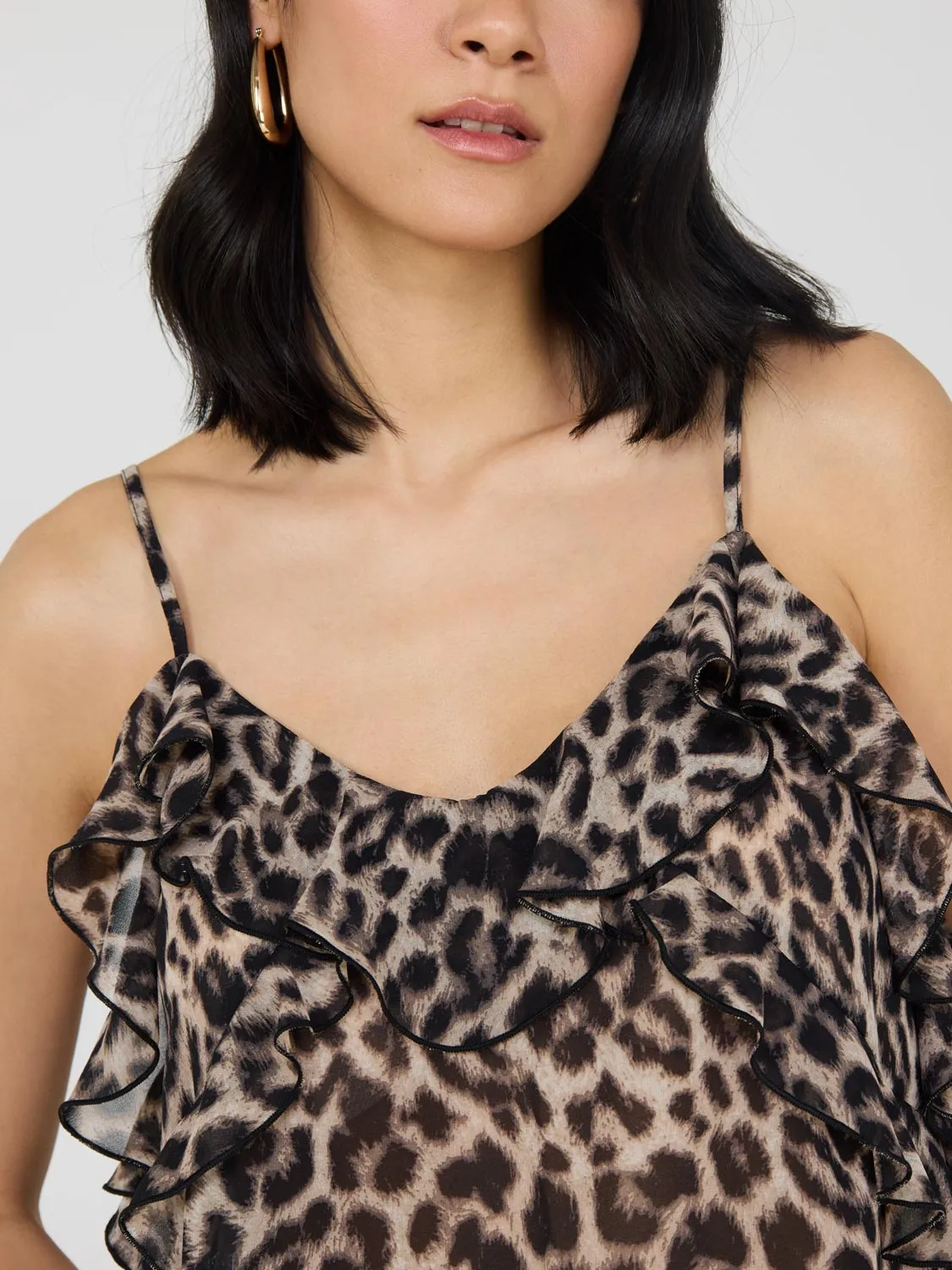 Animal Print Ruffle Chiffon Tank Top sold by Suzy Shier product image thumbnail 2