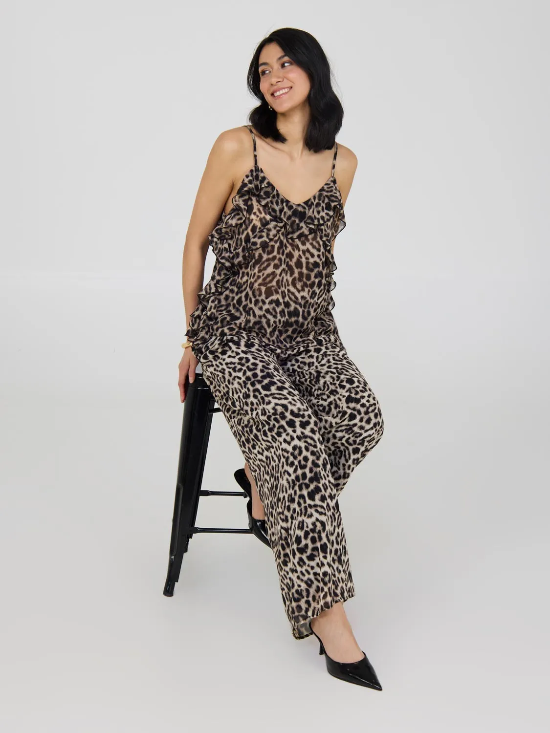 Animal Print Ruffle Chiffon Tank Top sold by Suzy Shier product image thumbnail 3