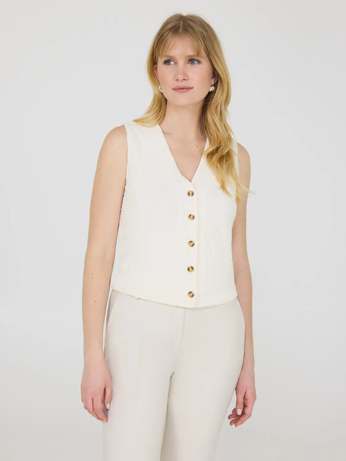 Textured Button-Up Vest sold by Suzy Shier product image thumbnail 3