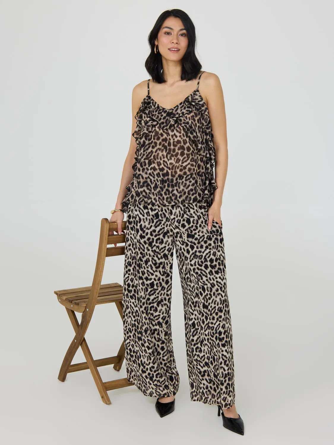 Animal Print Chiffon Palazzo Pants sold by Suzy Shier