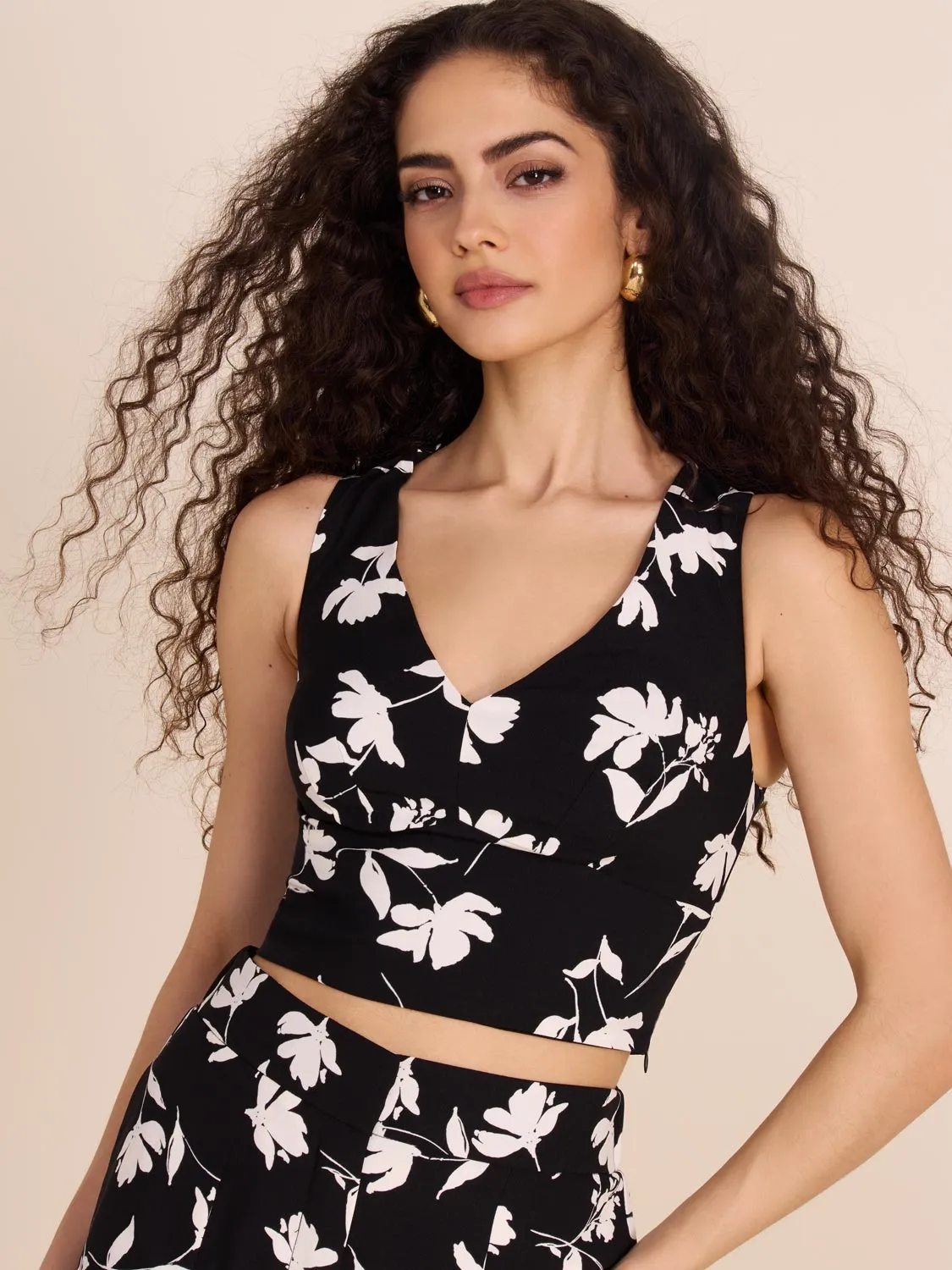 Satin Floral Crop Top sold by Suzy Shier product image thumbnail 2