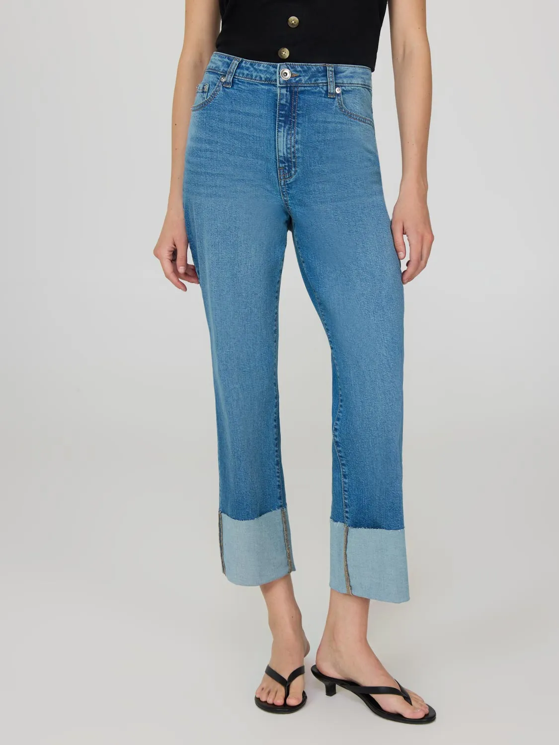 Cropped Straight Leg Cuffed Jeans sold by Suzy Shier product image thumbnail 3