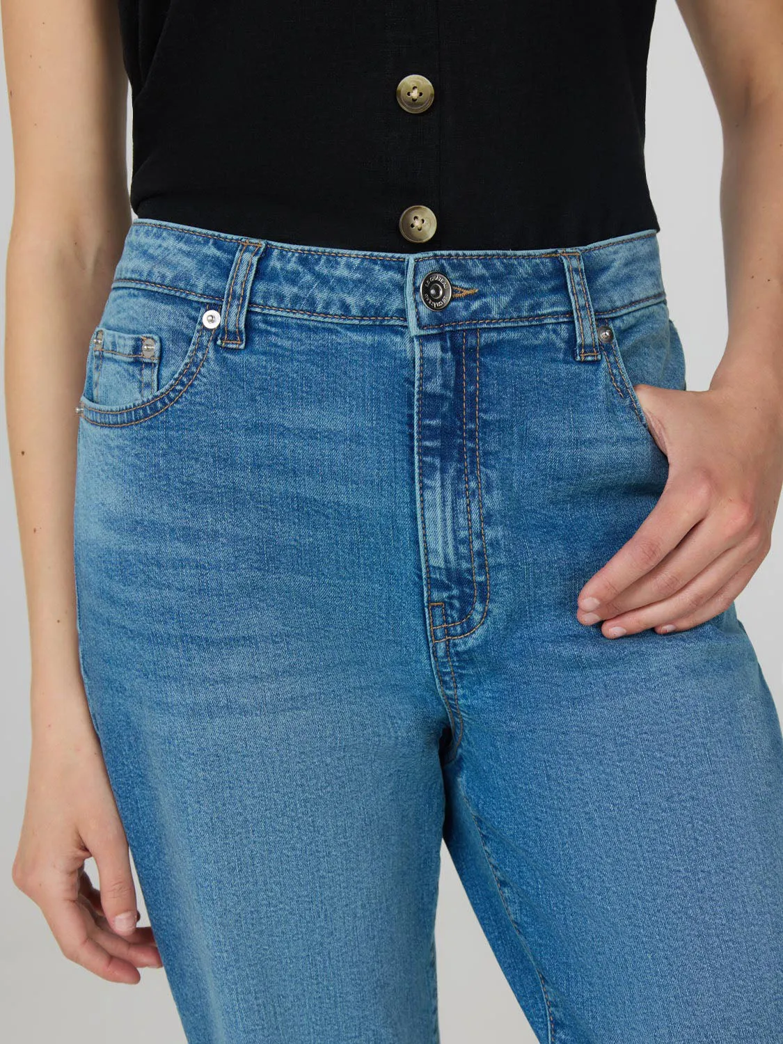 Cropped Straight Leg Cuffed Jeans sold by Suzy Shier product image thumbnail 2