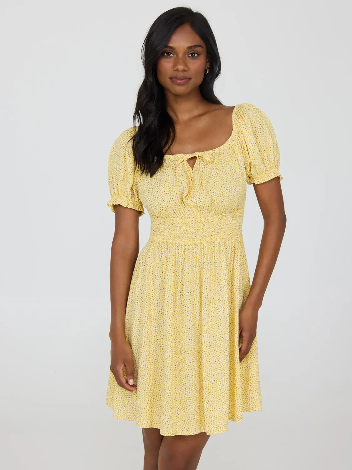 Printed Milkmaid Mini Dress sold by Suzy Shier