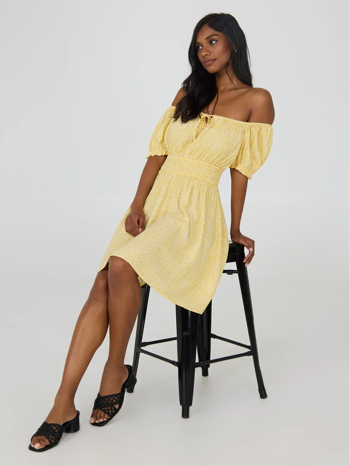 Printed Milkmaid Mini Dress sold by Suzy Shier product image thumbnail 3