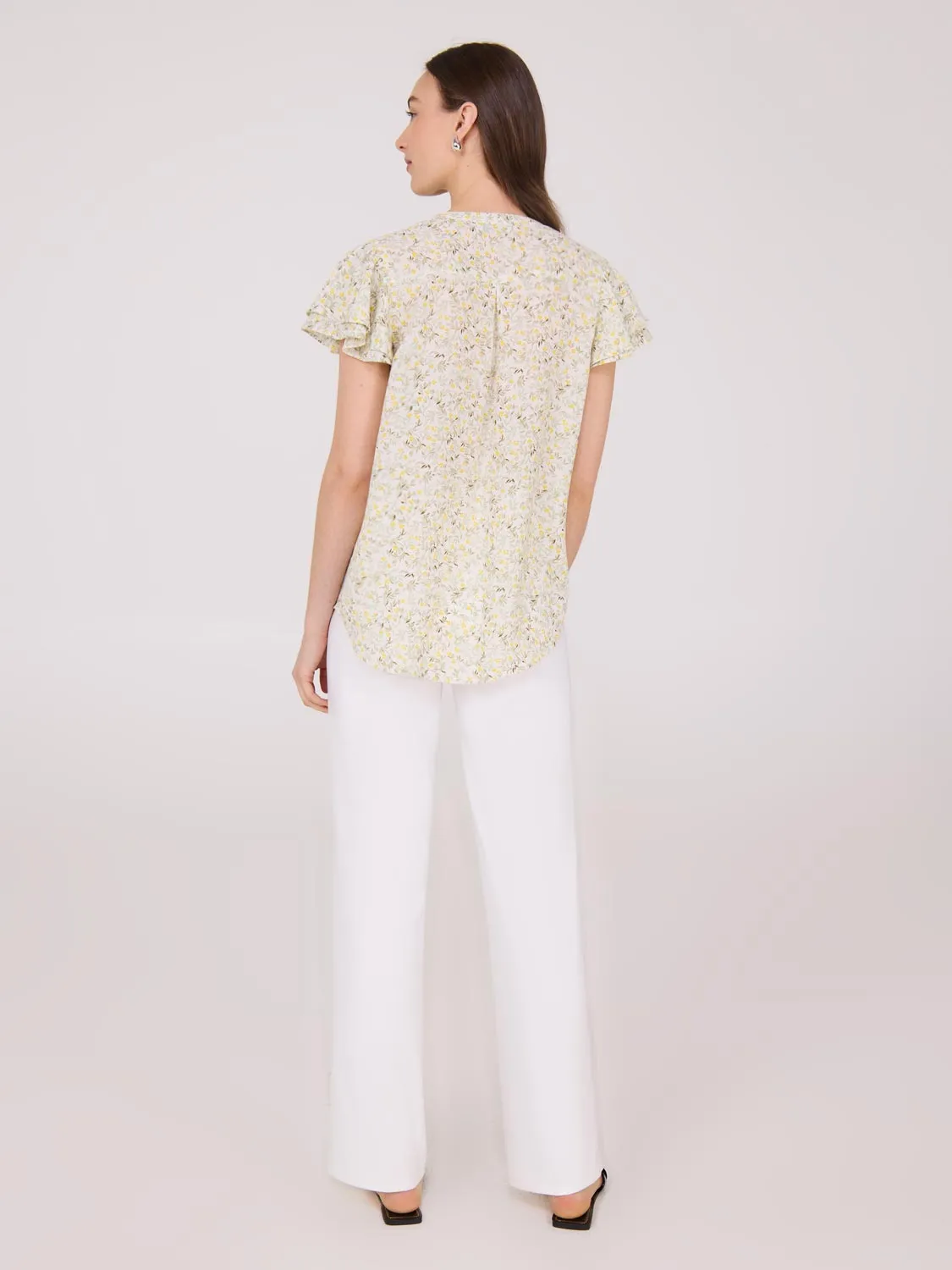 Floral Print Flutter Sleeve Chiffon Blouse sold by Suzy Shier product image thumbnail 2