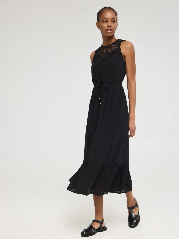 Lace Halter Neck Tiered Maxi Dress sold by Suzy Shier