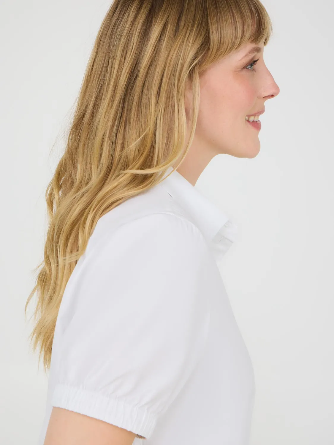 Puff Sleeve Button-Up Cotton Blouse sold by Suzy Shier product image thumbnail 2