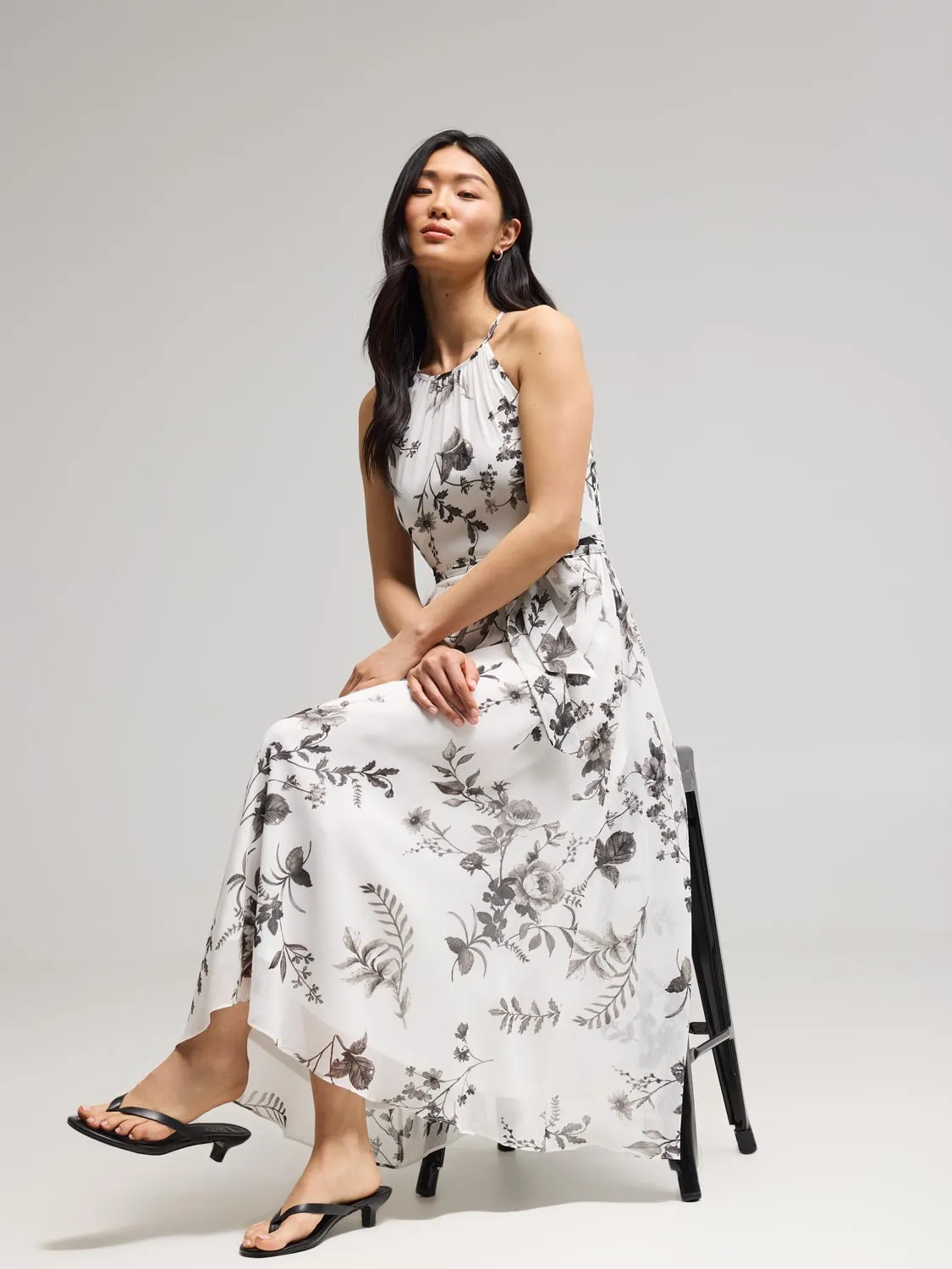 Floral Print Halter Chiffon Dress sold by Suzy Shier product image thumbnail 3