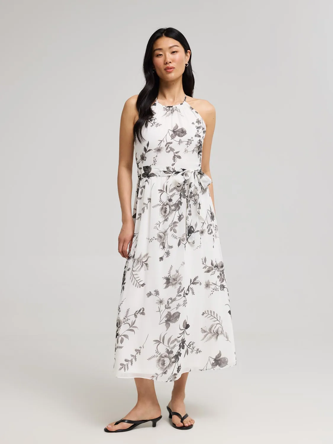 Floral Print Halter Chiffon Dress sold by Suzy Shier