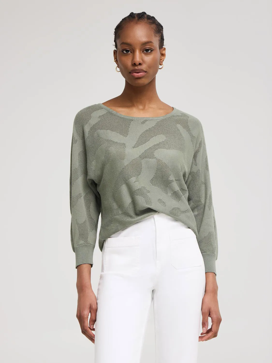 3/4 Dolman Sleeve Pointelle Sweater sold by Suzy Shier product image thumbnail 5