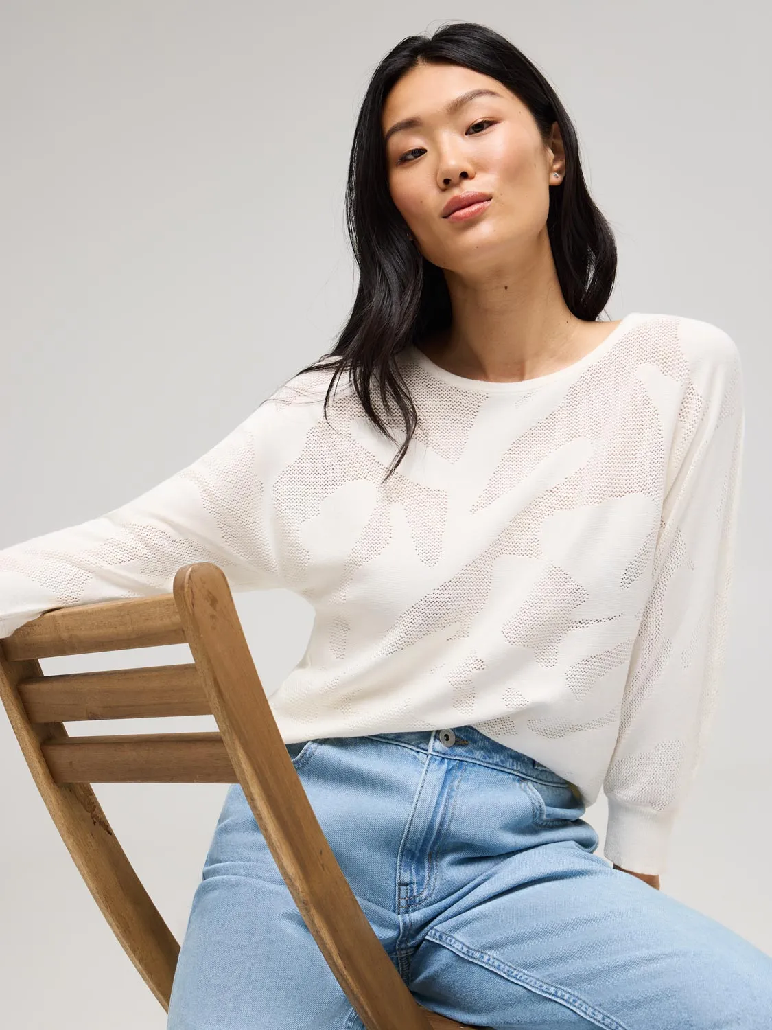 3/4 Dolman Sleeve Pointelle Sweater sold by Suzy Shier product image thumbnail 2