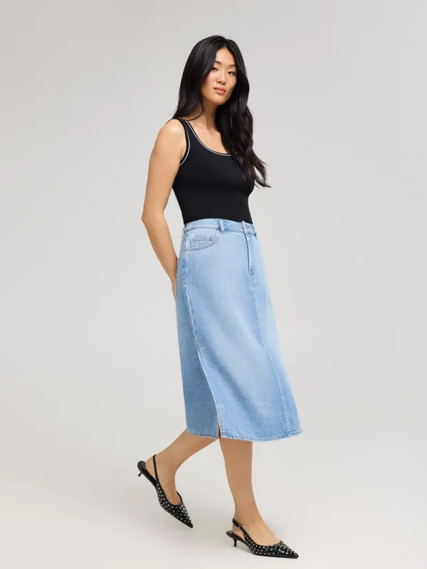 Long Cotton Denim Skirt sold by Suzy Shier
