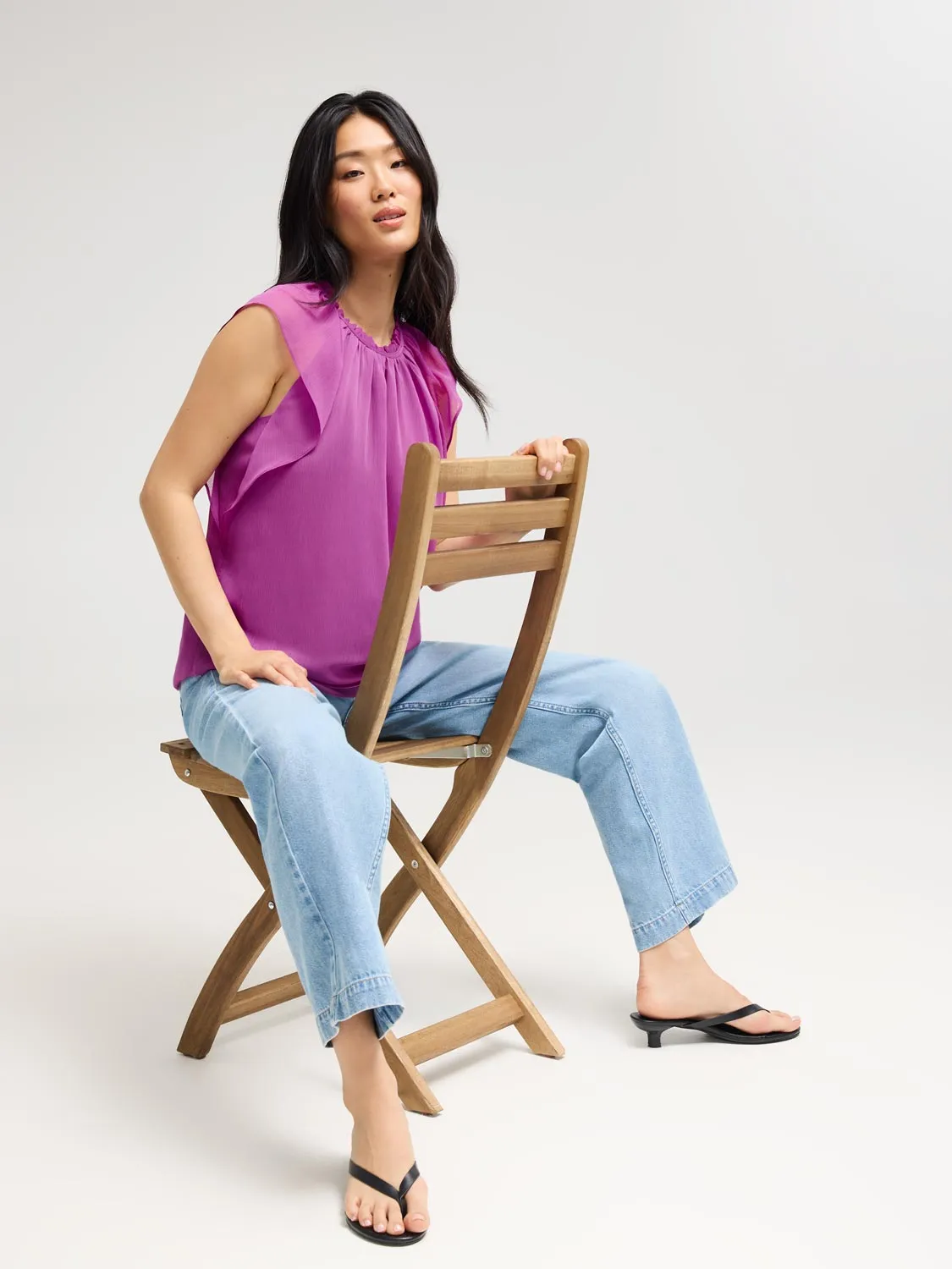 Flutter Cap Sleeve Chiffon Top sold by Suzy Shier product image thumbnail 3