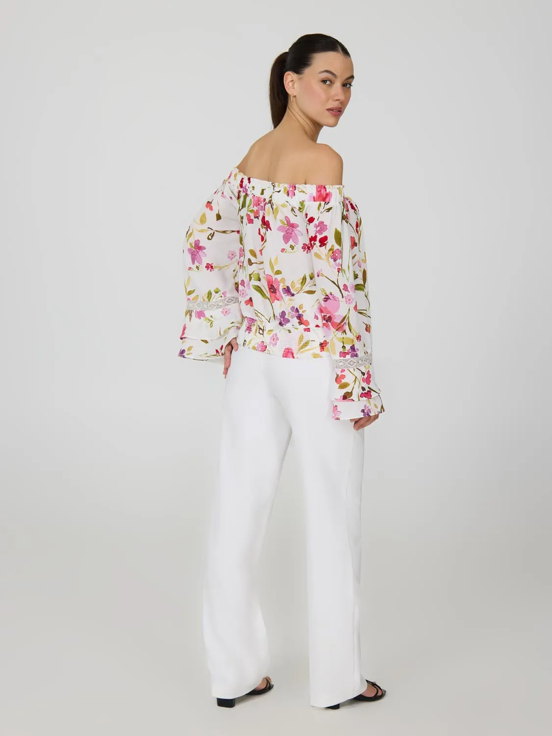 Floral Off-The-Shoulder Chiffon Top sold by Suzy Shier product image thumbnail 3