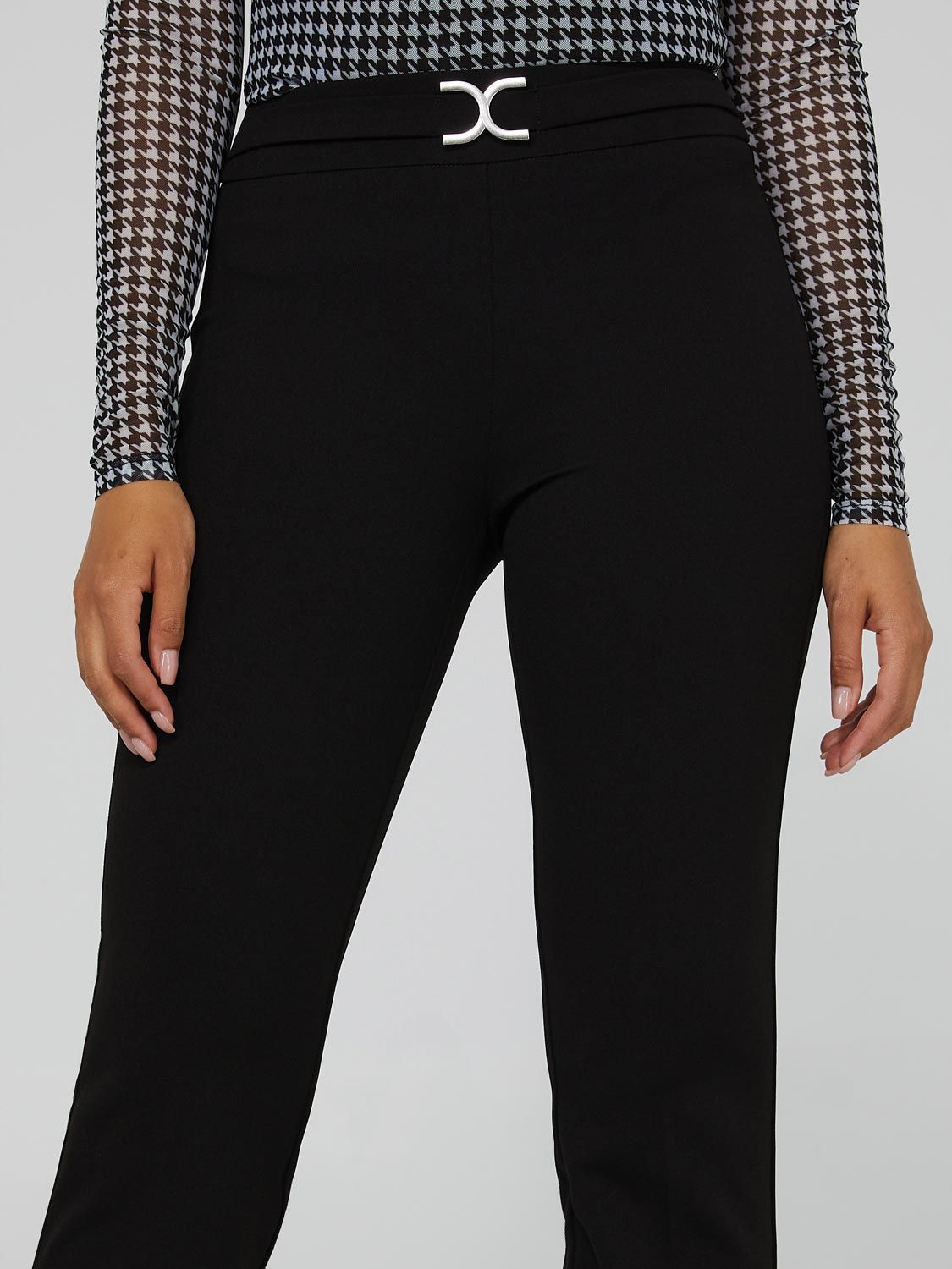 High-Waisted Flared Leg Pants With Belt sold by Suzy Shier product image thumbnail 2