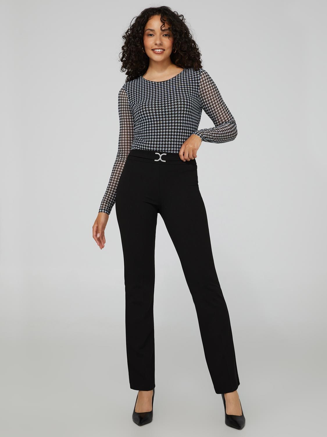 High-Waisted Flared Leg Pants With Belt sold by Suzy Shier