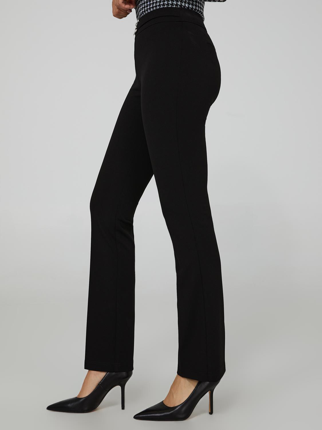 High-Waisted Flared Leg Pants With Belt sold by Suzy Shier product image thumbnail 3