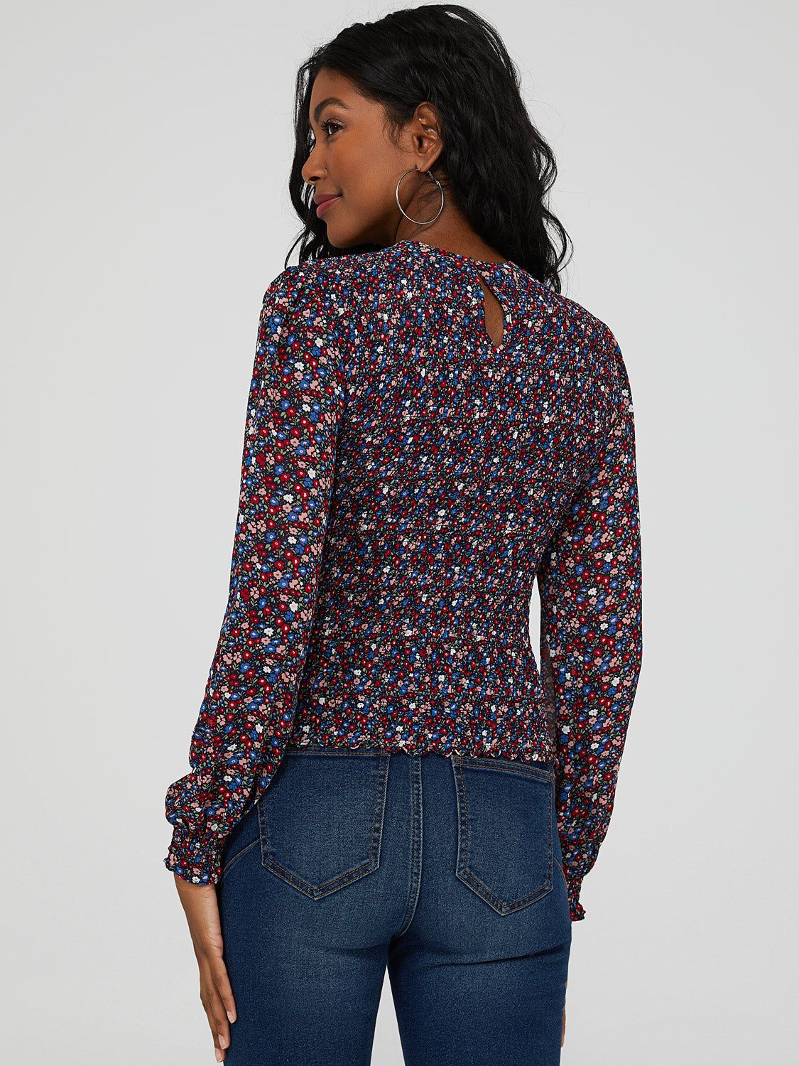 Round Neck Long Sleeve Smocked Top sold by Suzy Shier product image thumbnail 5