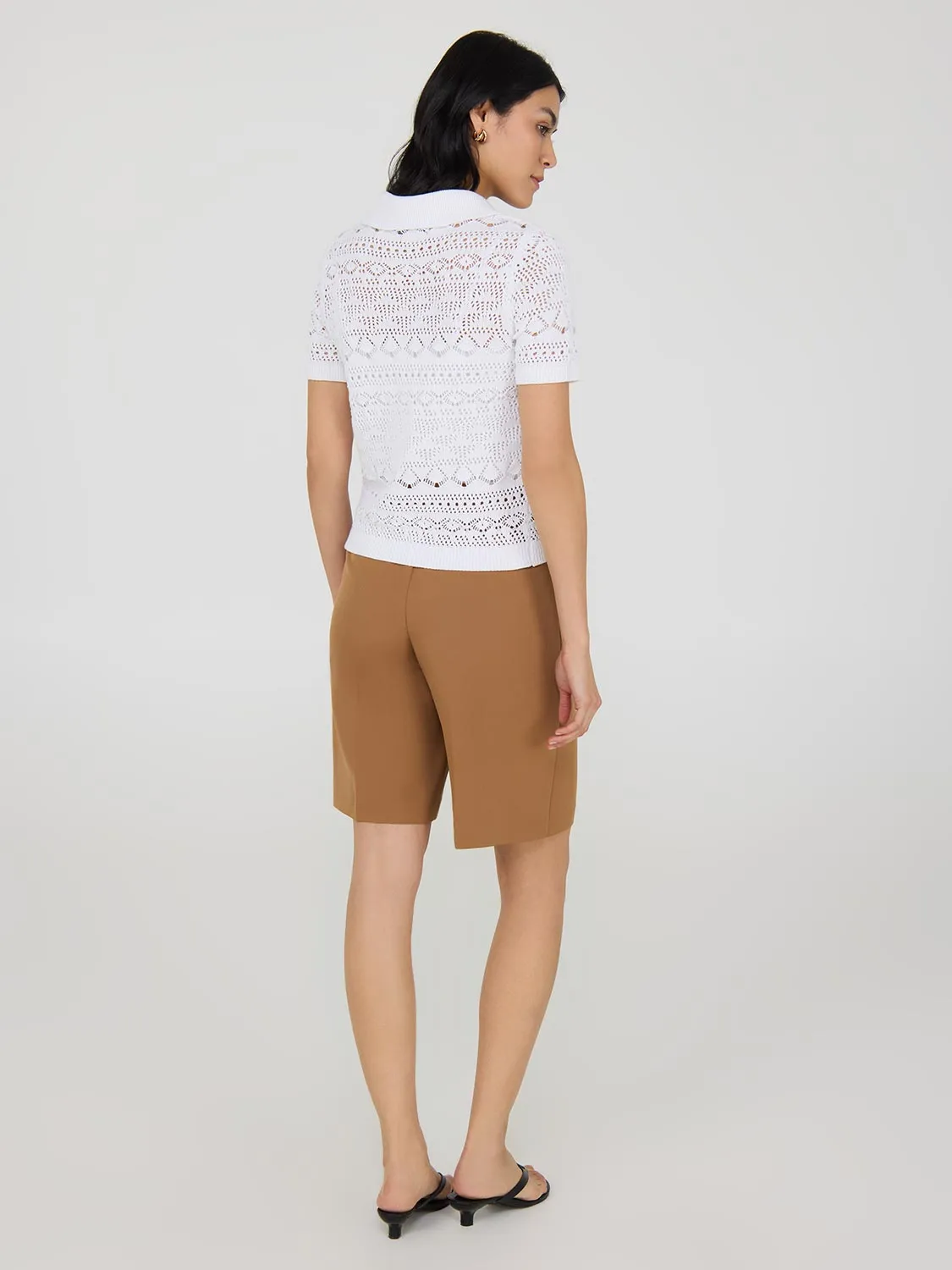 Button-Up Cotton Crochet Top sold by Suzy Shier product image thumbnail 4