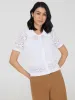 Button-Up Cotton Crochet Top sold by Suzy Shier