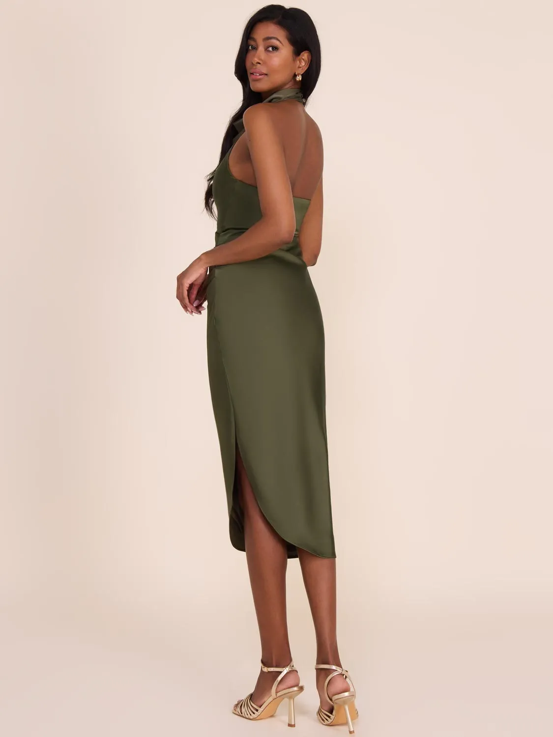 Draped Satin Halter Neck Dress sold by Suzy Shier product image thumbnail 3