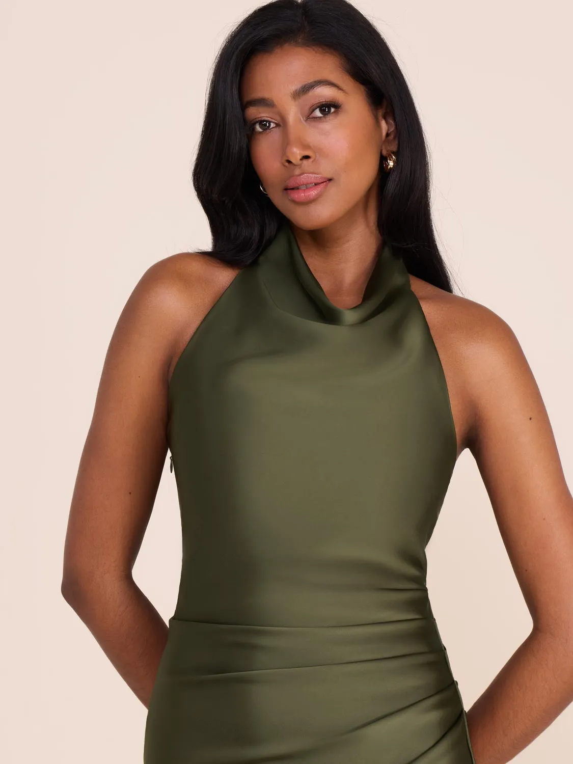 Draped Satin Halter Neck Dress sold by Suzy Shier product image thumbnail 5