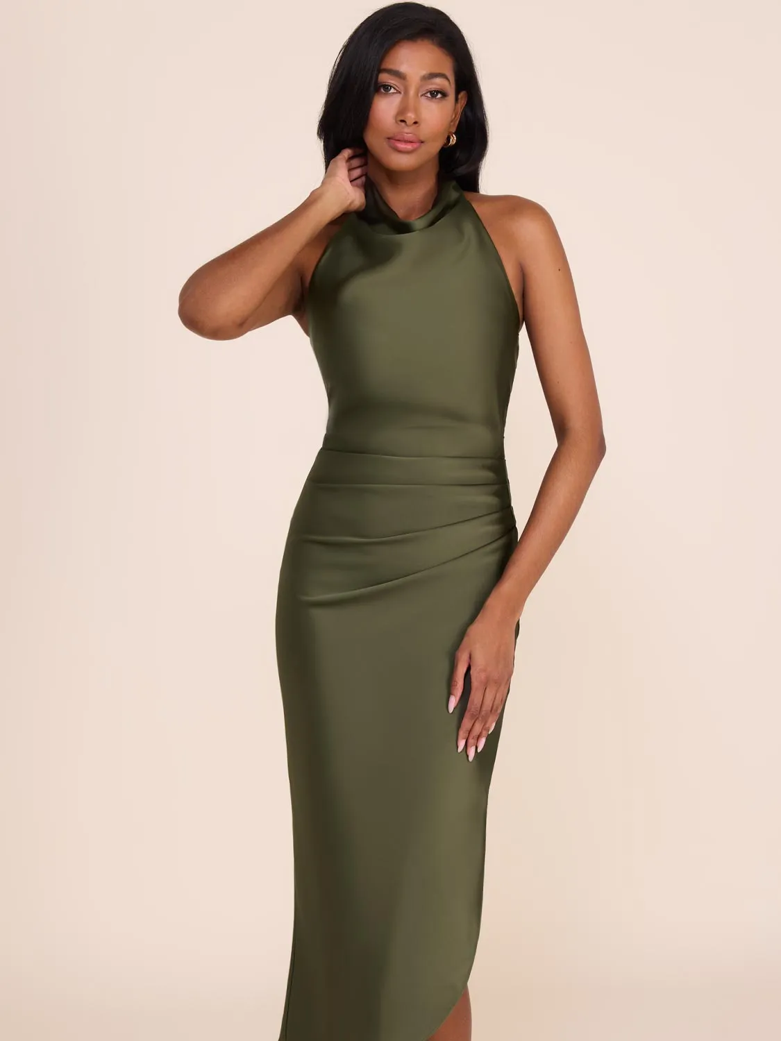 Draped Satin Halter Neck Dress sold by Suzy Shier product image thumbnail 4