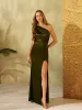 One-Shoulder Satin Gown sold by Suzy Shier