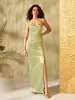Cowl Neck Fitted Satin Gown sold by Suzy Shier