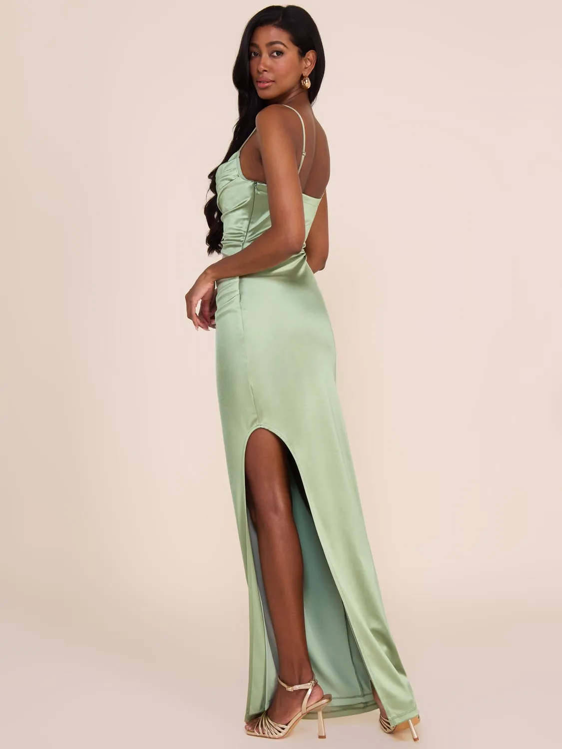 Cowl Neck Fitted Satin Gown sold by Suzy Shier product image thumbnail 5