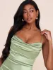 Cowl Neck Fitted Satin Gown sold by Suzy Shier