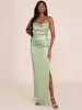 Cowl Neck Fitted Satin Gown sold by Suzy Shier