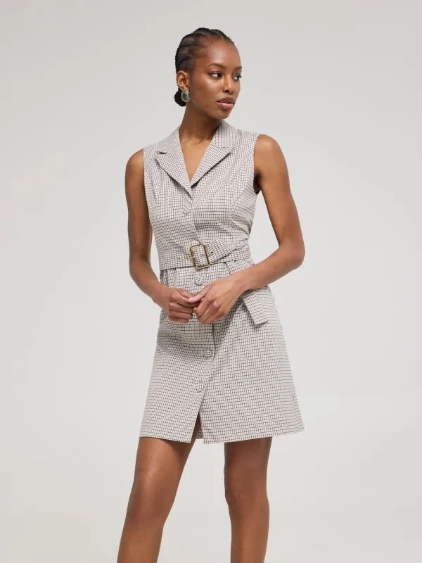 Sleeveless Plaid Blazer Dress With Belt sold by Suzy Shier