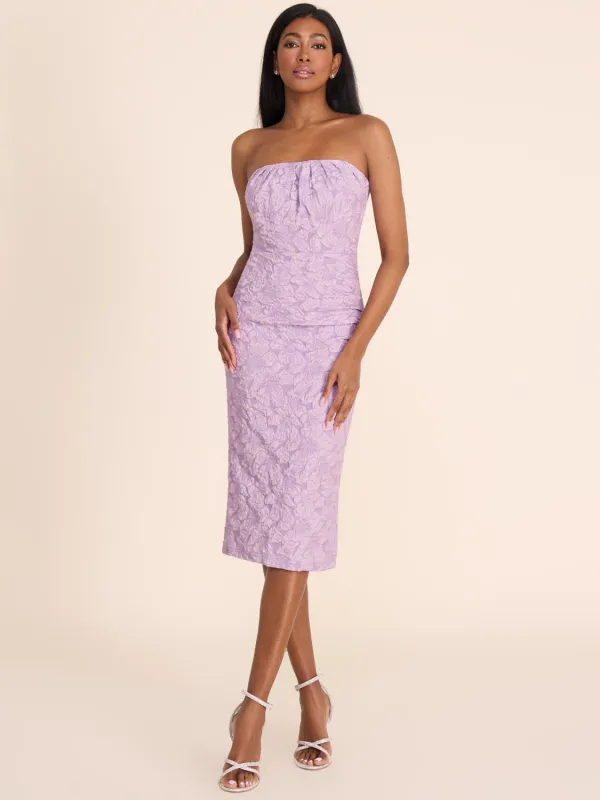 Strapless Floral Jacquard Sheath Dress sold by Suzy Shier