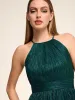 Metallic Crinkle Knit Halter Neck Gown sold by Suzy Shier