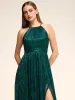 Metallic Crinkle Knit Halter Neck Gown sold by Suzy Shier