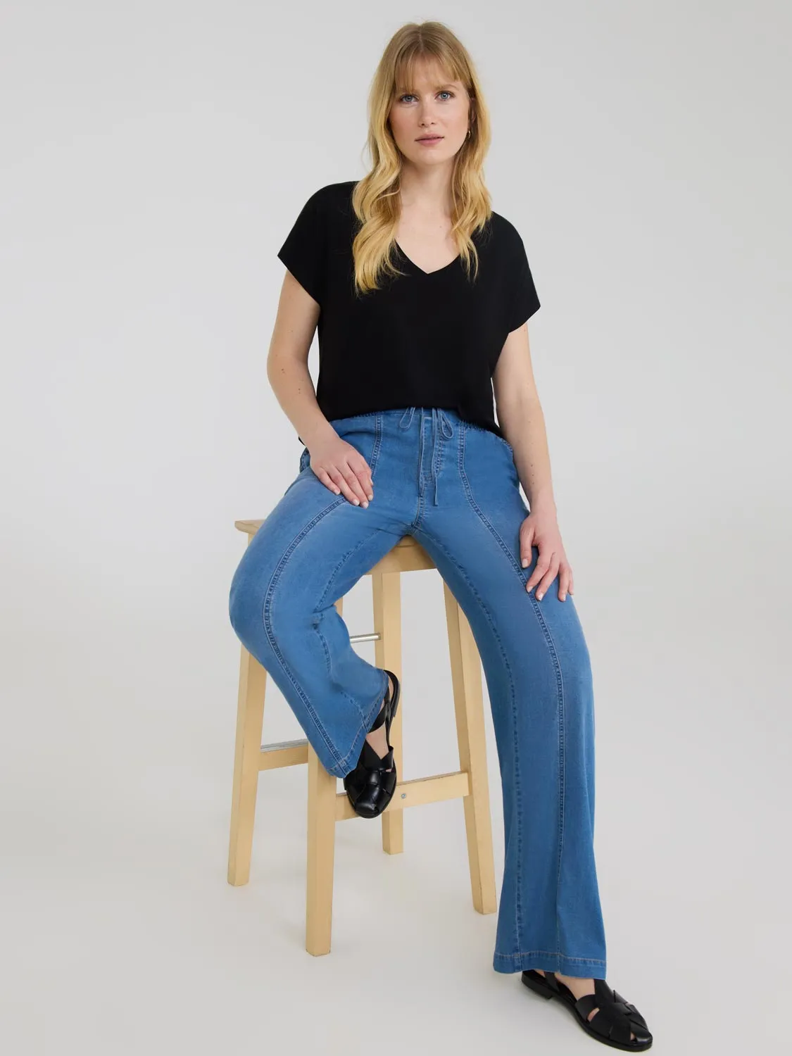 Wide Leg Cotton Denim Pants sold by Suzy Shier product image thumbnail 3