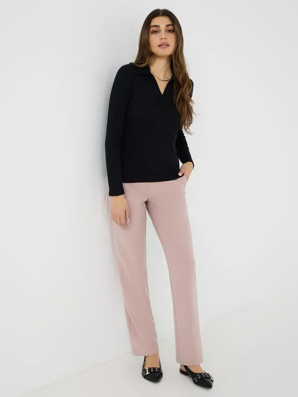 Mid-Rise Straight Leg Pants sold by Suzy Shier