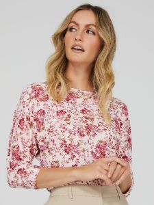 Floral Print 3/4 Dolman Sleeve Top sold by Suzy Shier