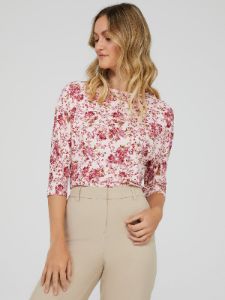 Floral Print 3/4 Dolman Sleeve Top sold by Suzy Shier